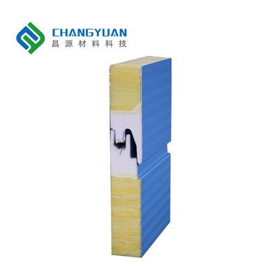 Xây dựng bên ngoài tường Rock Wool sandwich bảng với Pu Edge niêm phong hiệu suất lâu dài