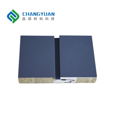 Xây dựng bên ngoài tường Rock Wool sandwich bảng với Pu Edge niêm phong hiệu suất lâu dài