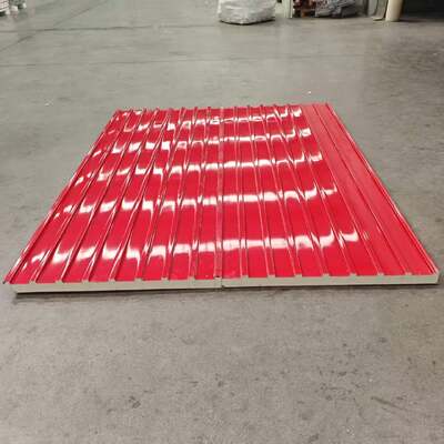 Tấm lợp chống cháy pu trang trí Tấm lợp mái kim loại ngoại thất Tấm bánh sandwich tường lớn